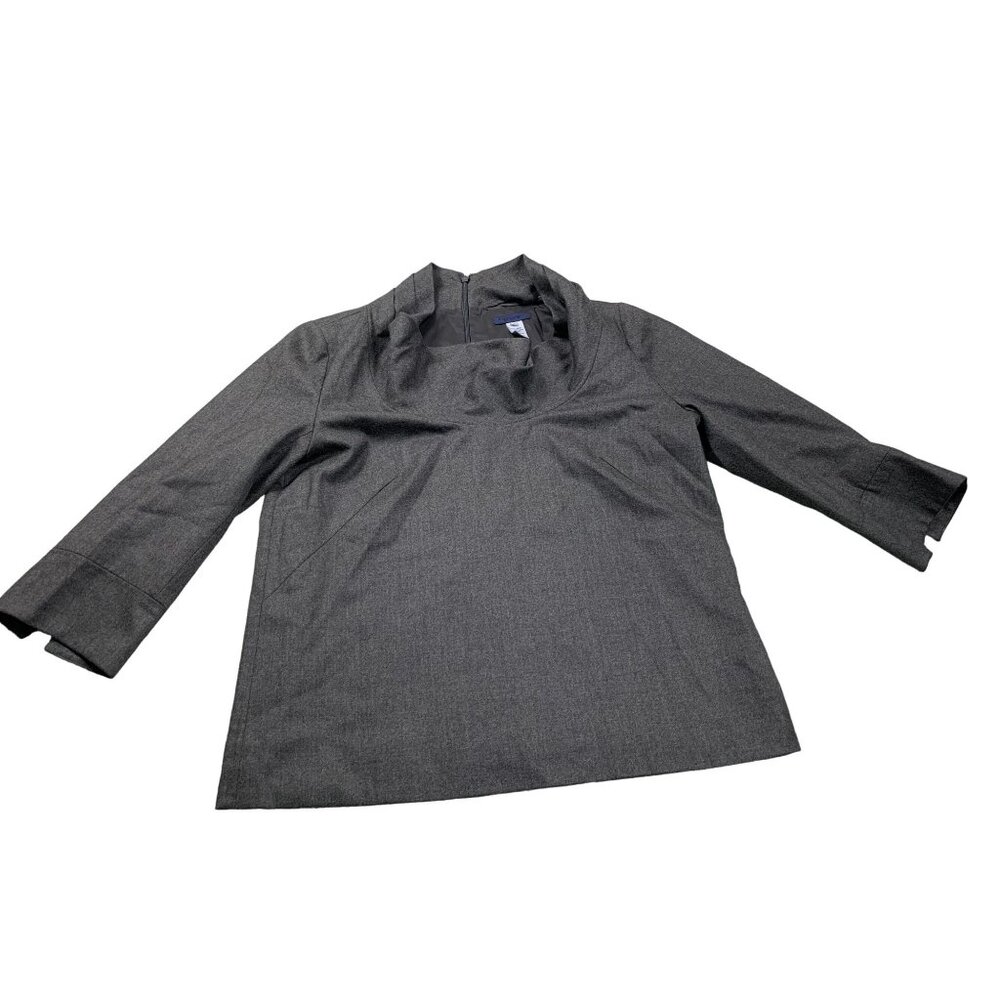 J. Crew Womens Size 8 Gray Wool Blouse 3/4 Sleeve Business Casual Top